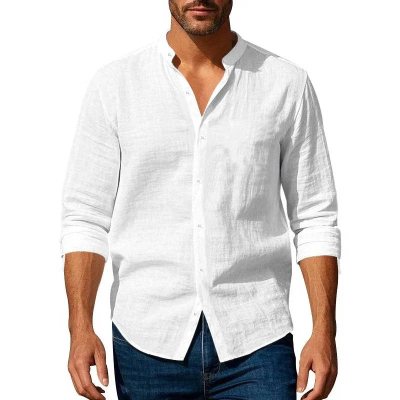 Long Sleeve Button Up Casual Linen Men’s Shirt