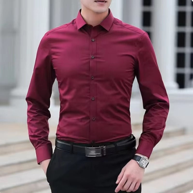 Men's Long Sleeve Dress Shirts Without Pockets