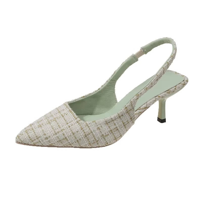 Women's Classic Tweed Pointed Toe Slingbacks