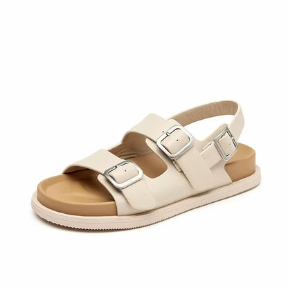 Leather Platform Buckle Sandals