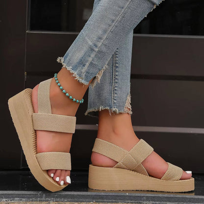 Women's Double Strap Platform Wedge Sandals