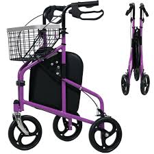 Lightweight 3 wheel Rollator mobility walker with basket