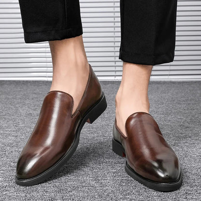 Men's Vintage Leather Dress Shoes Red Bottom Shoes