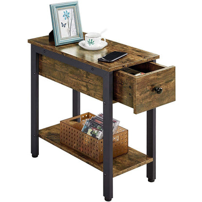 End Table - Rustic Side Table - Small Side Table With Drawer - Wooden Side Table With Storage - Wooden End Table With Storage