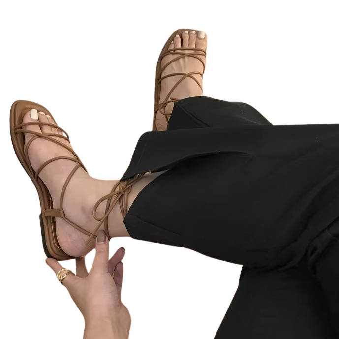Women's Strappy Lace Up Flat Sandals