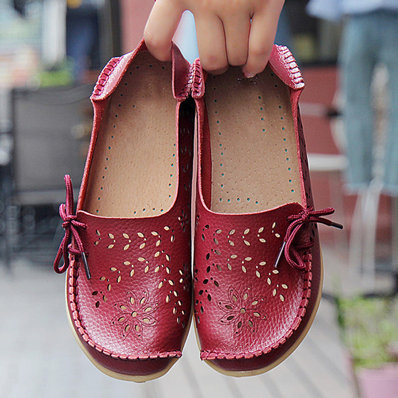 Gratia Leather Feather Loafers Flats