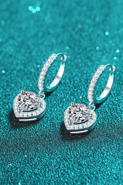 Hearts Aglow 2 Carat Moissanite Heart-Shaped Drop Earrings