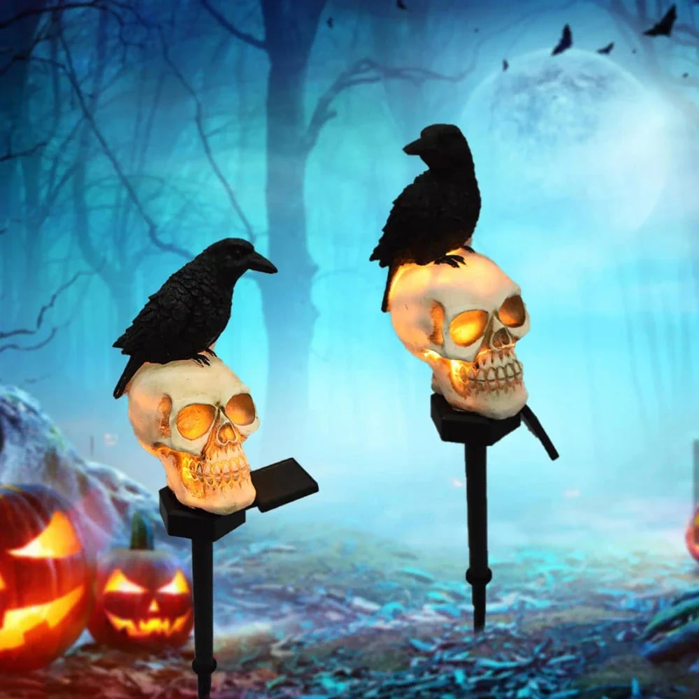 RavenGuard – Animated Solar Skull Garden Stake