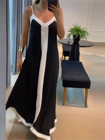 Felicia – Color Stitching V-Neck Summer Maxi Dress For Women