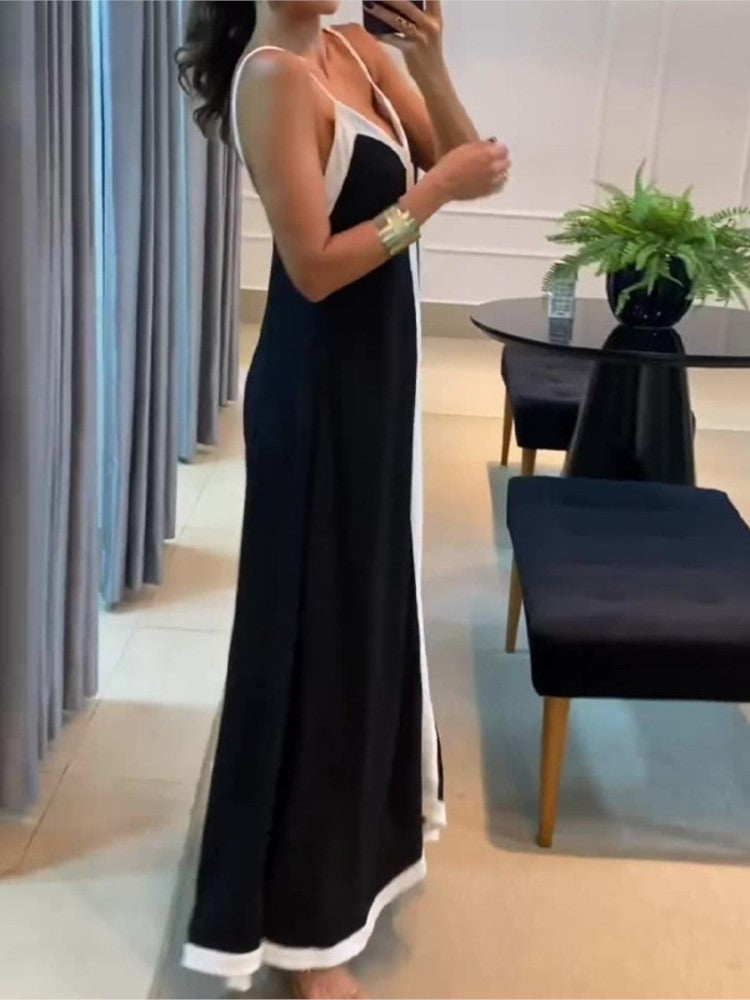 Felicia – Color Stitching V-Neck Summer Maxi Dress For Women