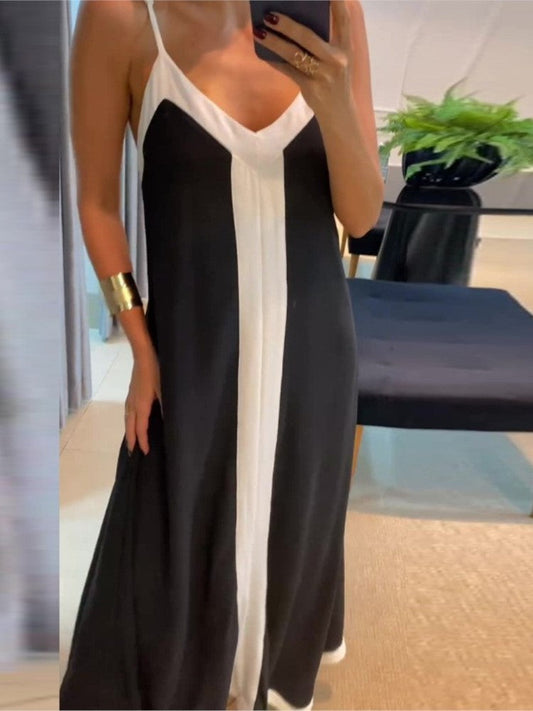 Felicia – Color Stitching V-Neck Summer Maxi Dress For Women