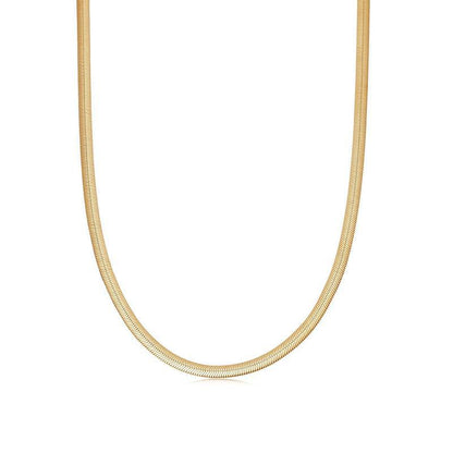 Clytia Love Flat Snake Chain Necklace, 925 Silver, 18k Gold Plated