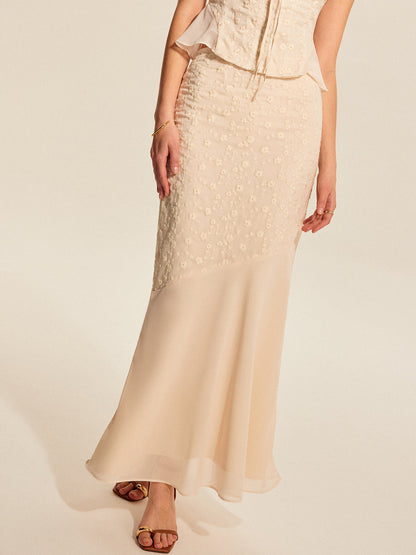 Floral Embroidered Panel Skirt