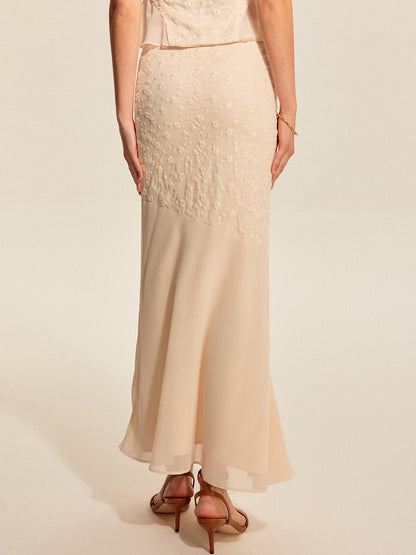 Floral Embroidered Panel Skirt