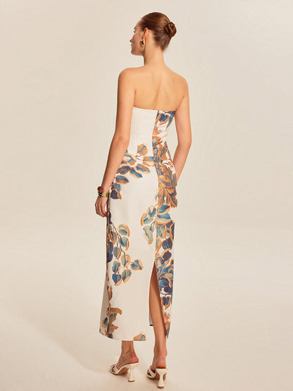 Floral Print Strapless Dress
