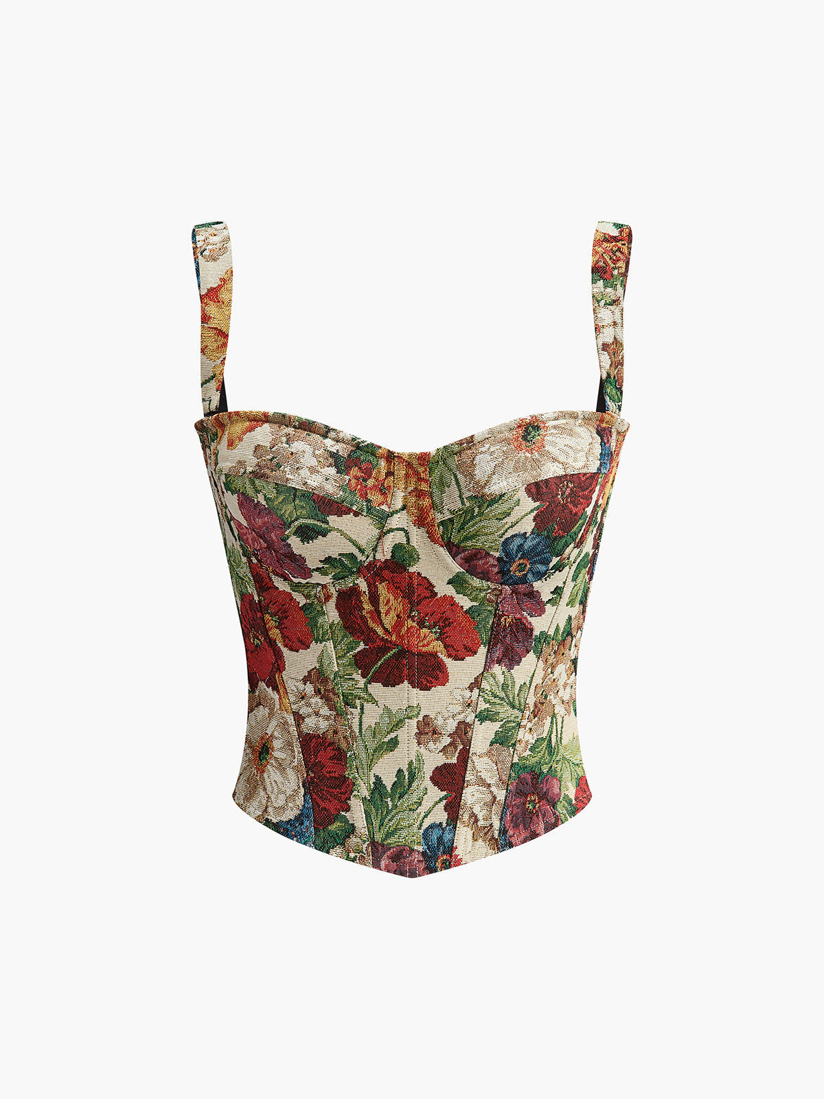 Corsé con escote corazón y estampado floral