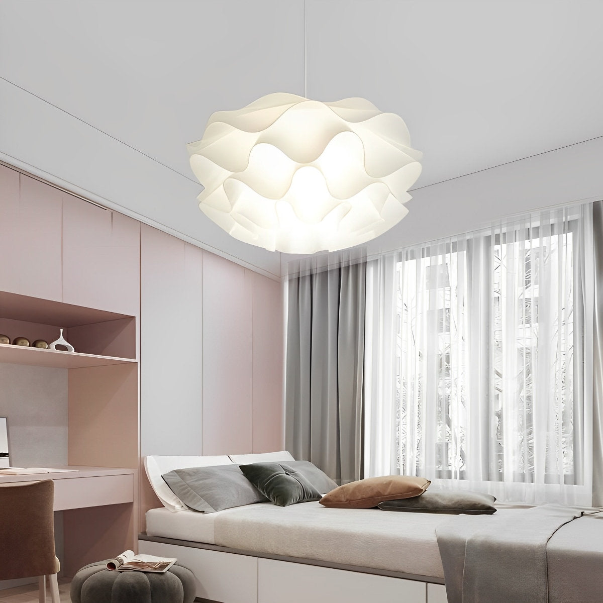 Flower Shaped Three-step Dimming LED White Chandelier Pendant Light