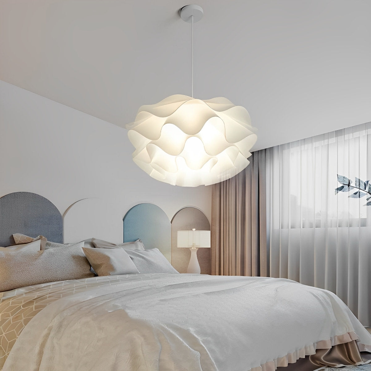 Flower Shaped Three-step Dimming LED White Chandelier Pendant Light