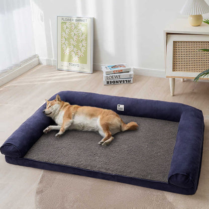 Full-Support Orthopedic Dog Bed with Faux Fleece & Suede