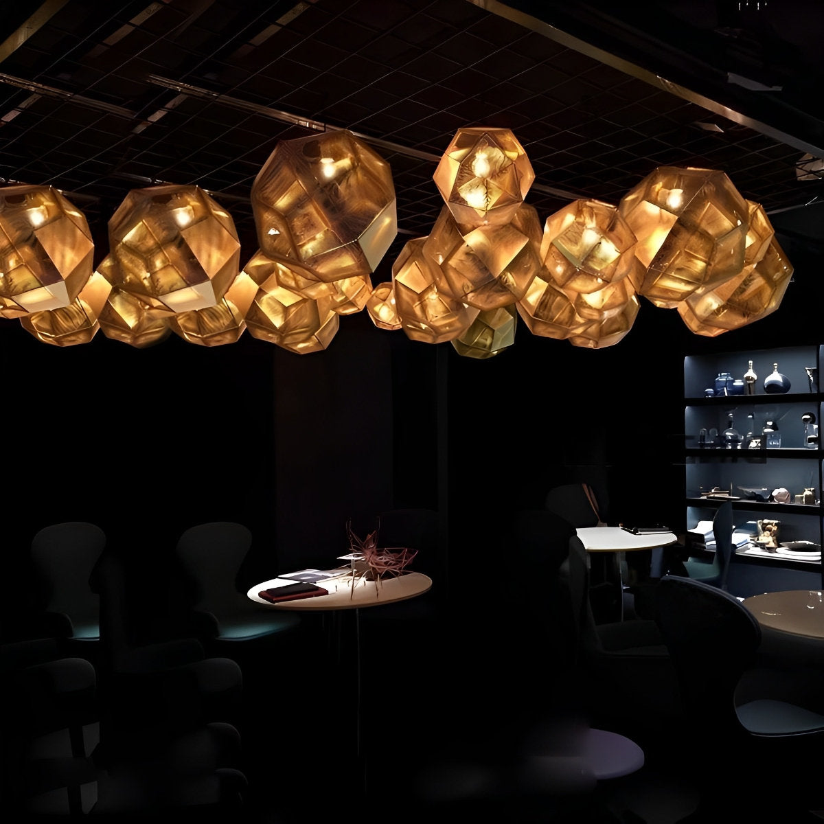 Geometric Round Electroplated Metal Postmodern Pendant Light Chandelier Ceiling Light