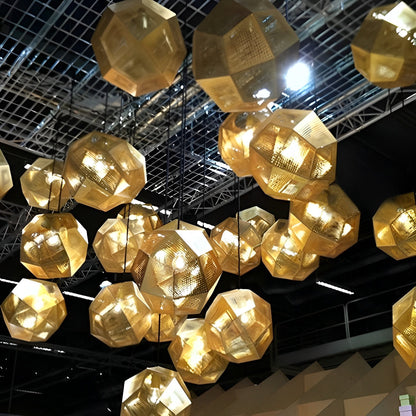 Geometric Round Electroplated Metal Postmodern Pendant Light Chandelier Ceiling Light