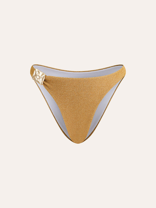 Gold Metallic Detail Bikini Bottom
