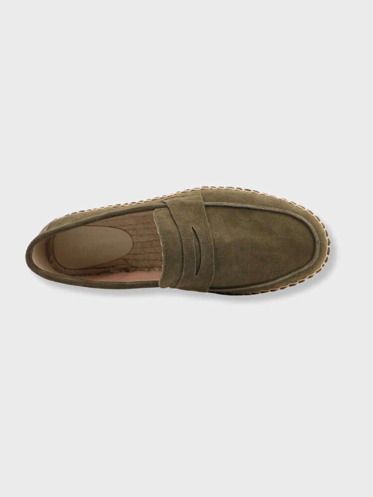 SAINT-TROPEZ Loafers – Men’s Chestnut Suede Espadrille Loafers with Jute Sole