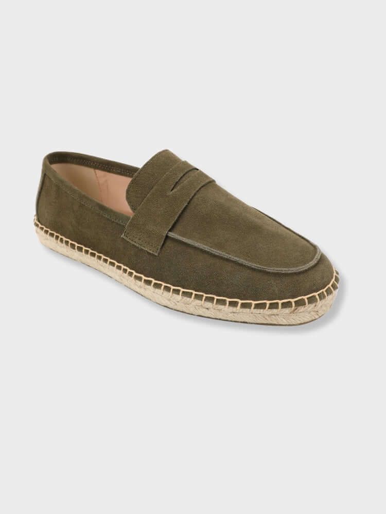SAINT-TROPEZ Loafers – Men’s Chestnut Suede Espadrille Loafers with Jute Sole
