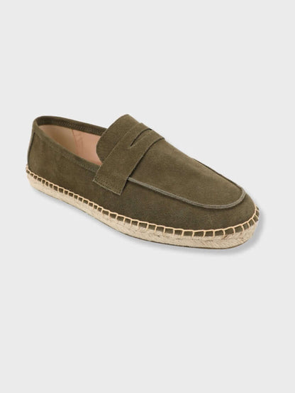 SAINT-TROPEZ Loafers – Men’s Chestnut Suede Espadrille Loafers with Jute Sole