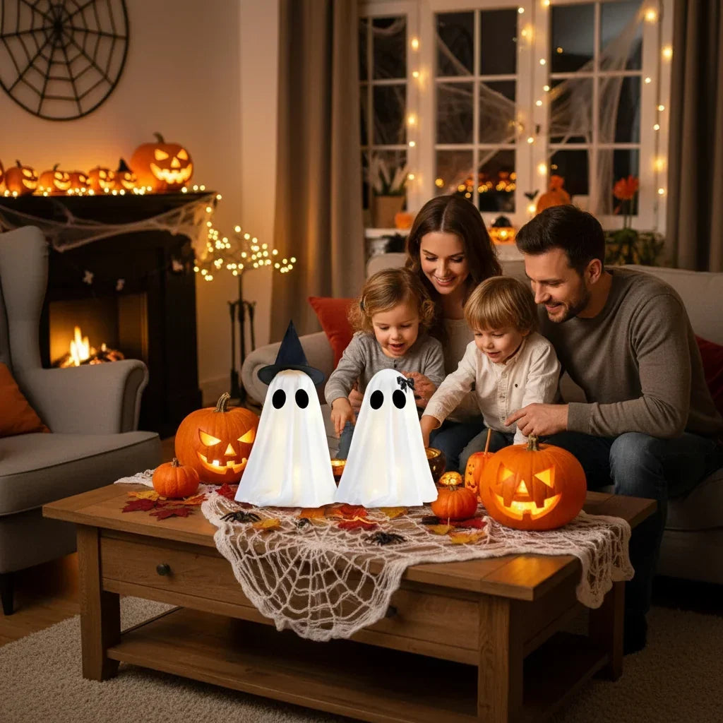 Halloween Ghost Figurine Set 2 Piece, Ghost Decorations for Shelf, Halloween Party Decor, Halloween Indoor Decor – Ventayo