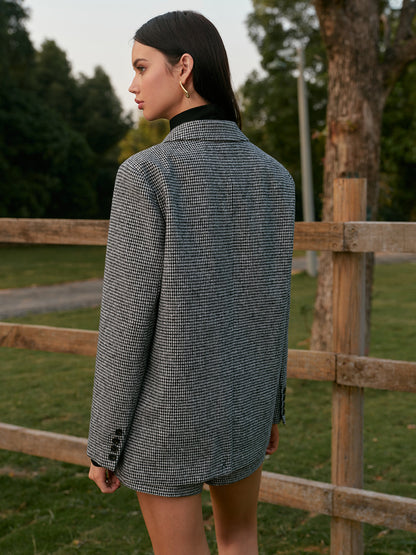 Houndstooth knoop tweed blazer