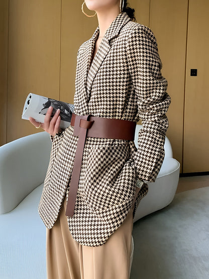 Hahnentritt geteiltes Blazer mit Gürtel