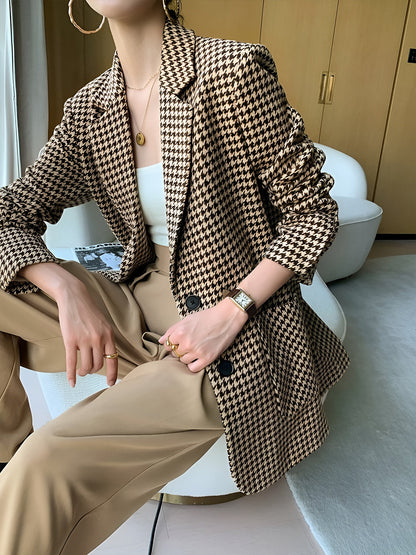 Hahnentritt geteiltes Blazer mit Gürtel