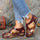 Summer platform sandals with two-tone cross straps and Velcro closure