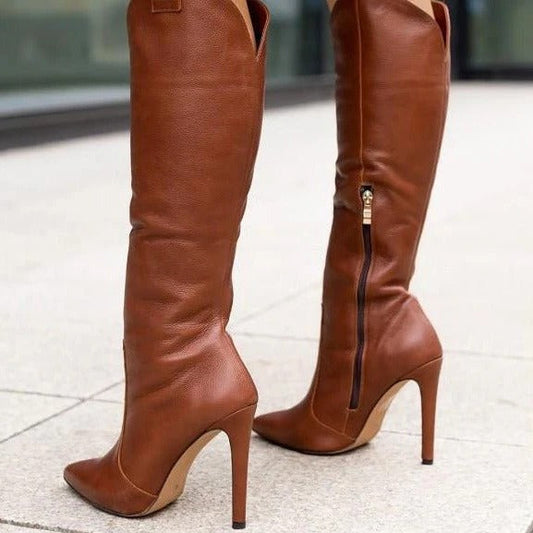 Boots with Stiletto Heel and Side Zip