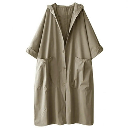 Trench-coat long à capuche pour femme