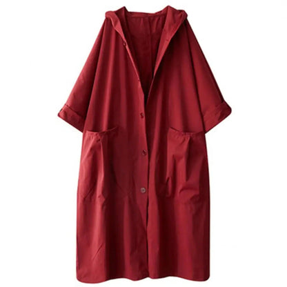 Trench-coat long à capuche pour femme