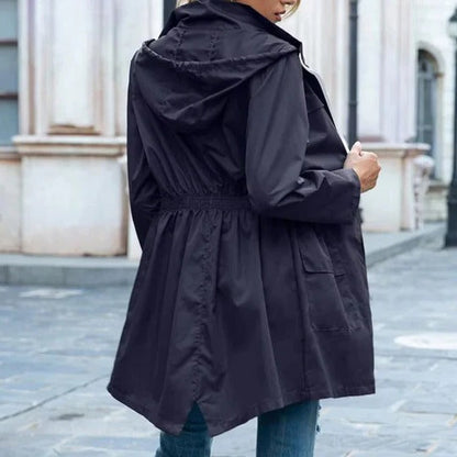 Zipper Trench Coat For Women