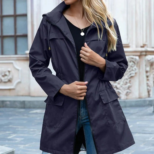 Zipper Trench Coat For Women