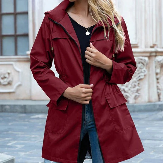 Zipper Trench Coat For Women