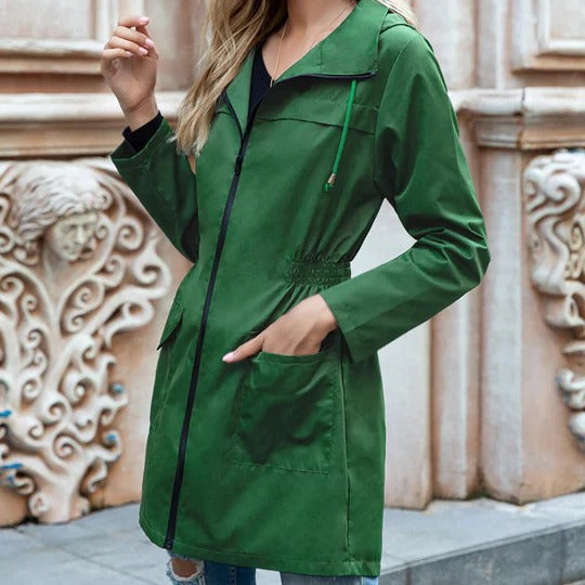 Zipper Trench Coat For Women