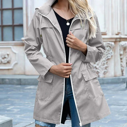 Zipper Trench Coat For Women
