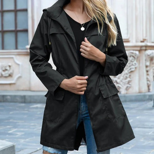 Zipper Trench Coat For Women