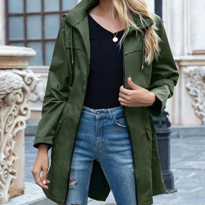 Zipper Trench Coat For Women