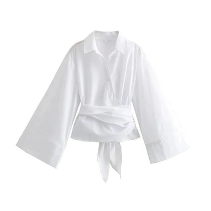 Blouse With Wide Bow Belt