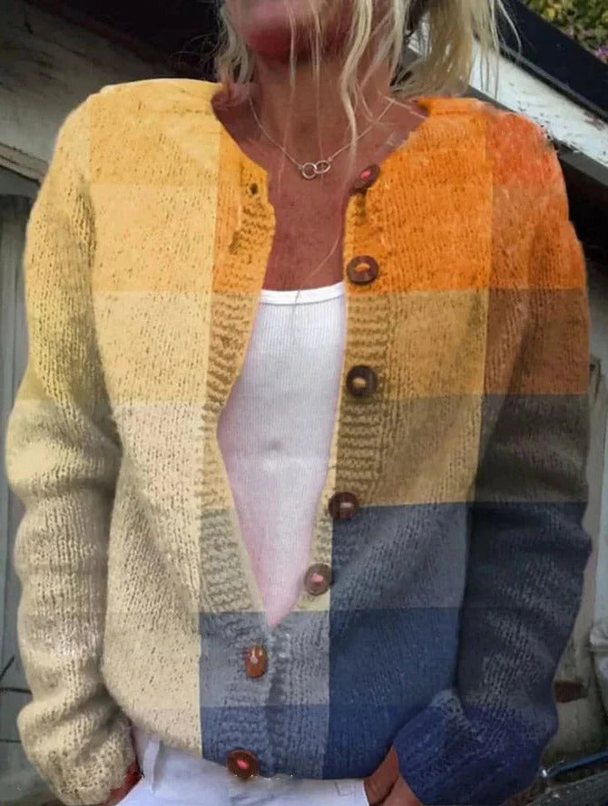 Button-front floral cardigan