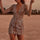 Sequin Dress with V-Neck and Sheer Sleeves