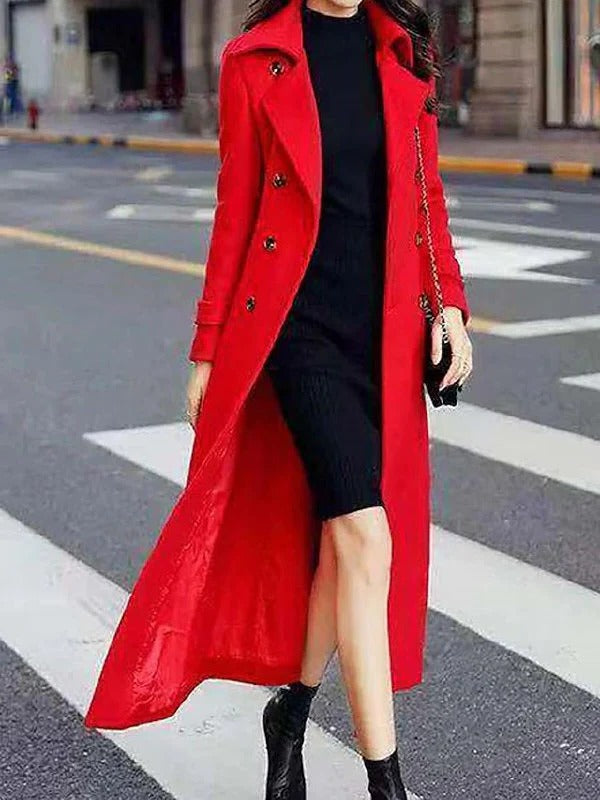 Women's Long Winter Coat with Belt