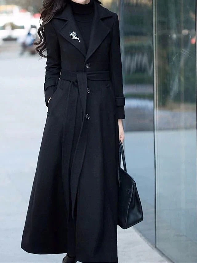 Women's Long Winter Coat with Belt
