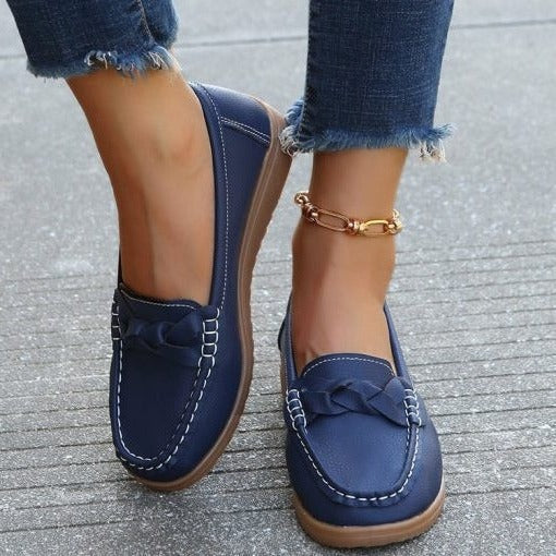 Women's Soft Leather Walking Loafers – Comfortable Slip-On Shoes for Daily Wear